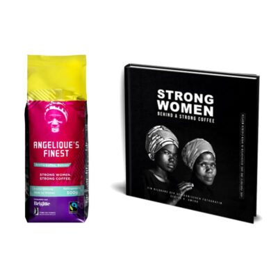 Bildband "Strong Women behind a Strong Coffee" mit Angelique's Finest Aromakaffee 500g