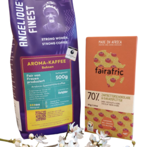 Fair Chain Kaffee & 70% Zartbitterschokolade mit Kakaosplitter bio & vegan